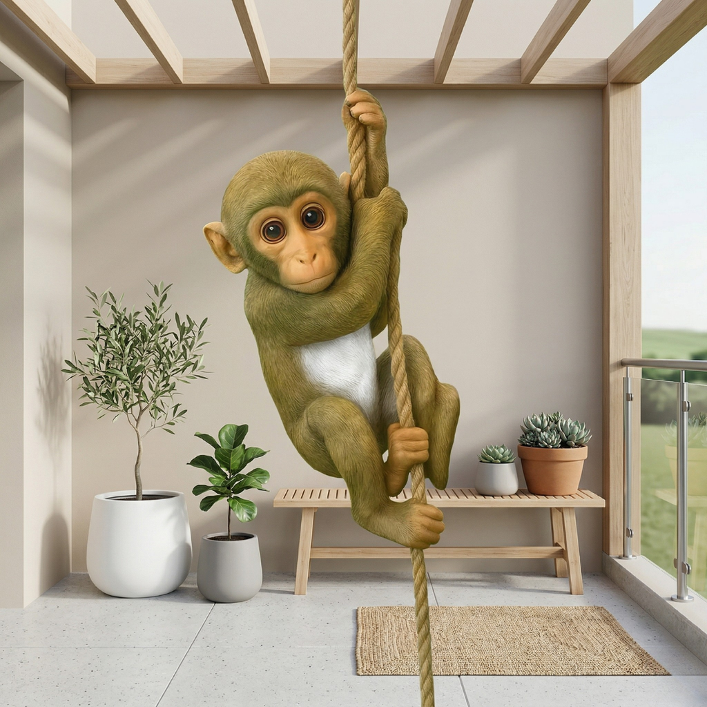 Garden Climbing Monkey Figurine For Outdoor Yard Decor