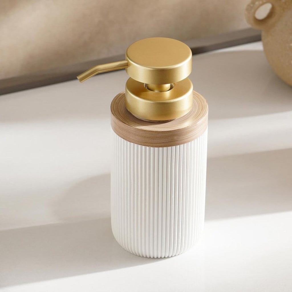 Ceravia Weißes Badezimmer-Set mit Seifenschale, Spender und Becher