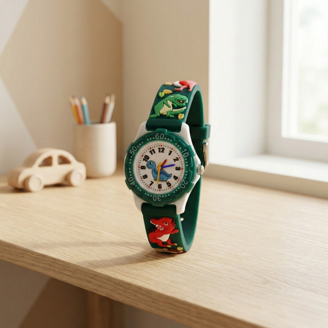 Dinosaur Themed Quartz Kids Wristwatch For Boys And Girls