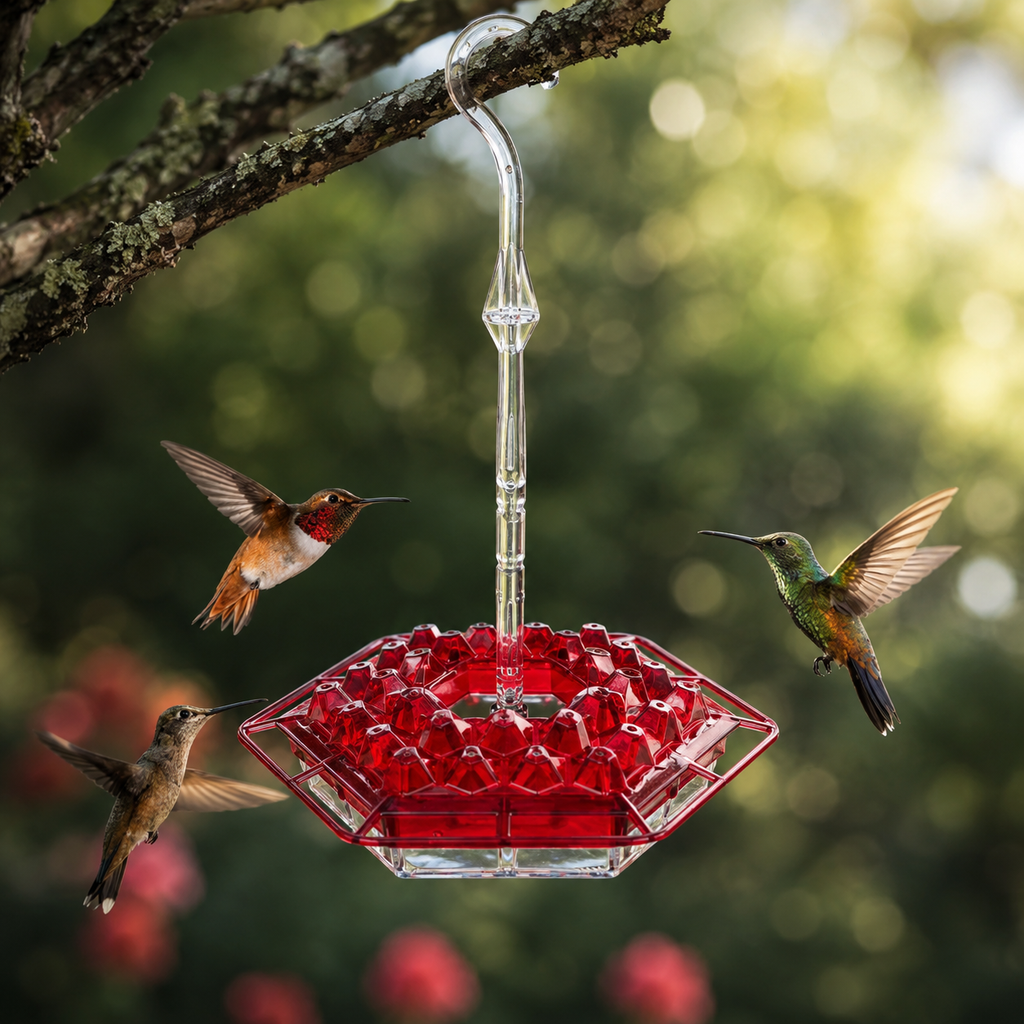 Kolibri-Futterspender mit ameisensicherer Barriere und auslaufsicherem Design