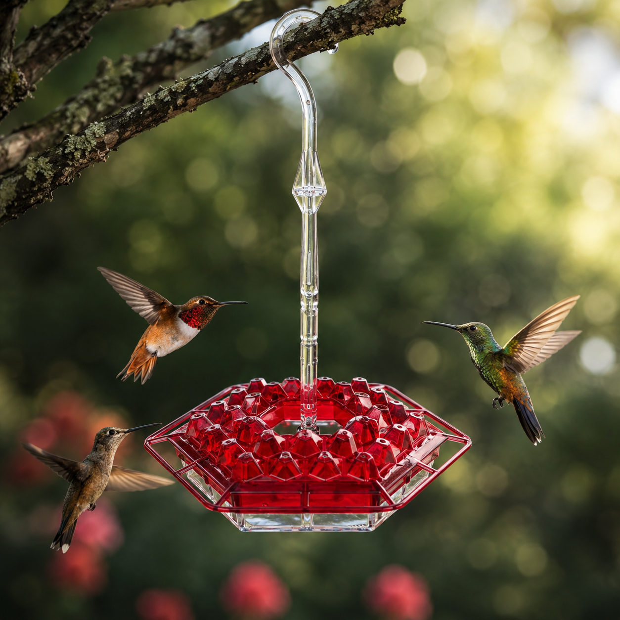 Kolibri-Futterspender mit ameisensicherer Barriere und auslaufsicherem Design