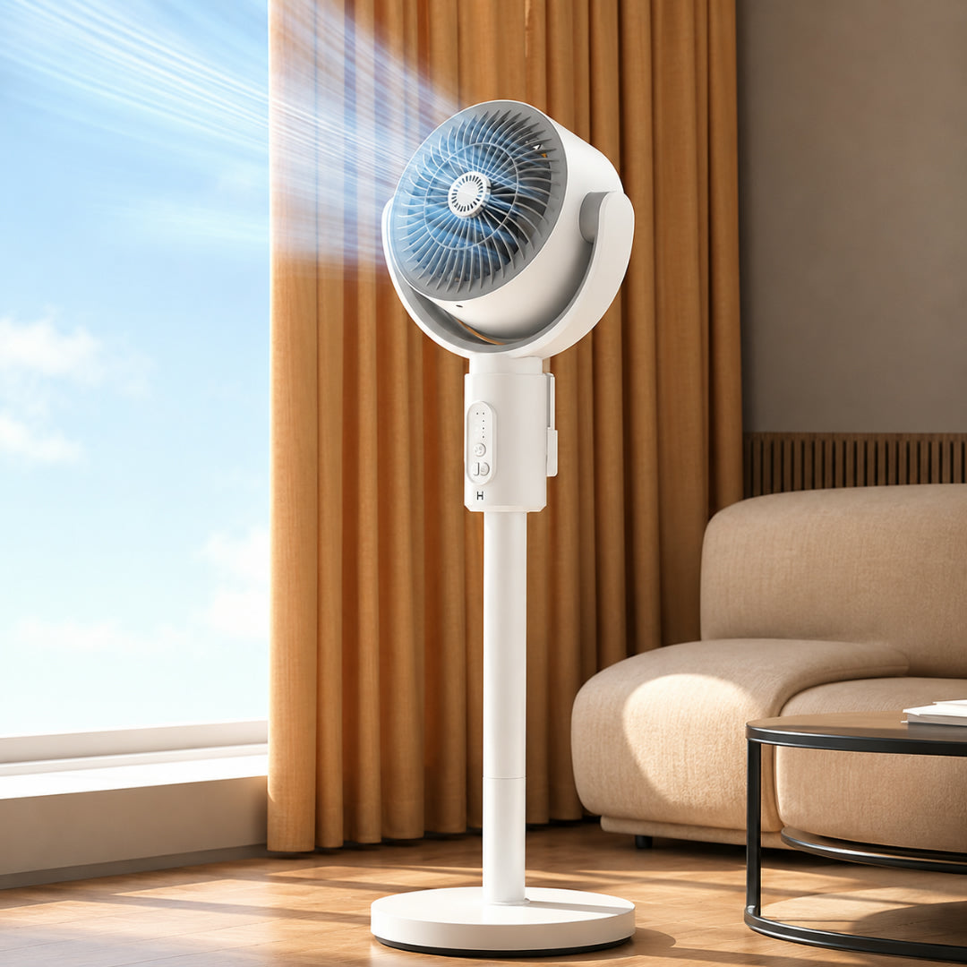 Pěti rychlostní stojanový ventilátor v bílé barvě s oscilací pro domácí použití