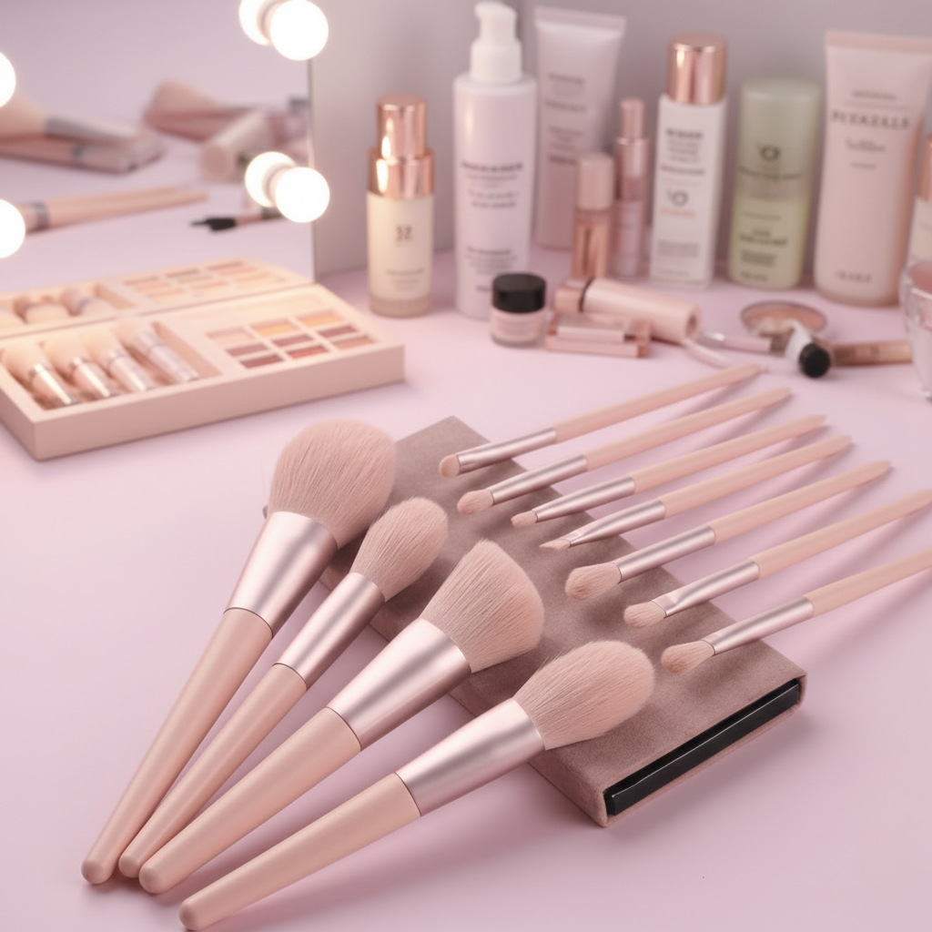 Lumina Glow 11 Piece Makeup Brush Set for Flawless Professional Finish