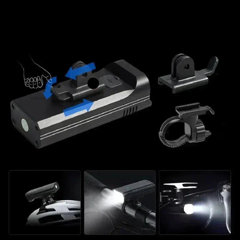 Lumină pentru bicicletă USB-C de 5000 de lumeni cu baterie de 10.000 mAh și afișaj al timpului