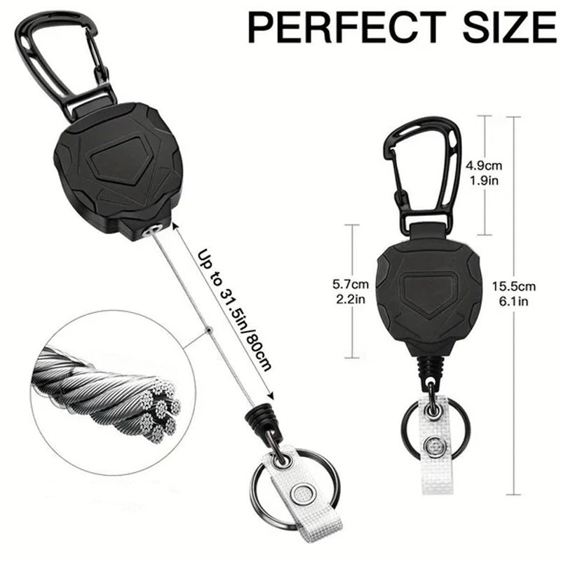 Extendable ID Badge Reel With 80cm Reach And 360 Degree Swivel Carabiner