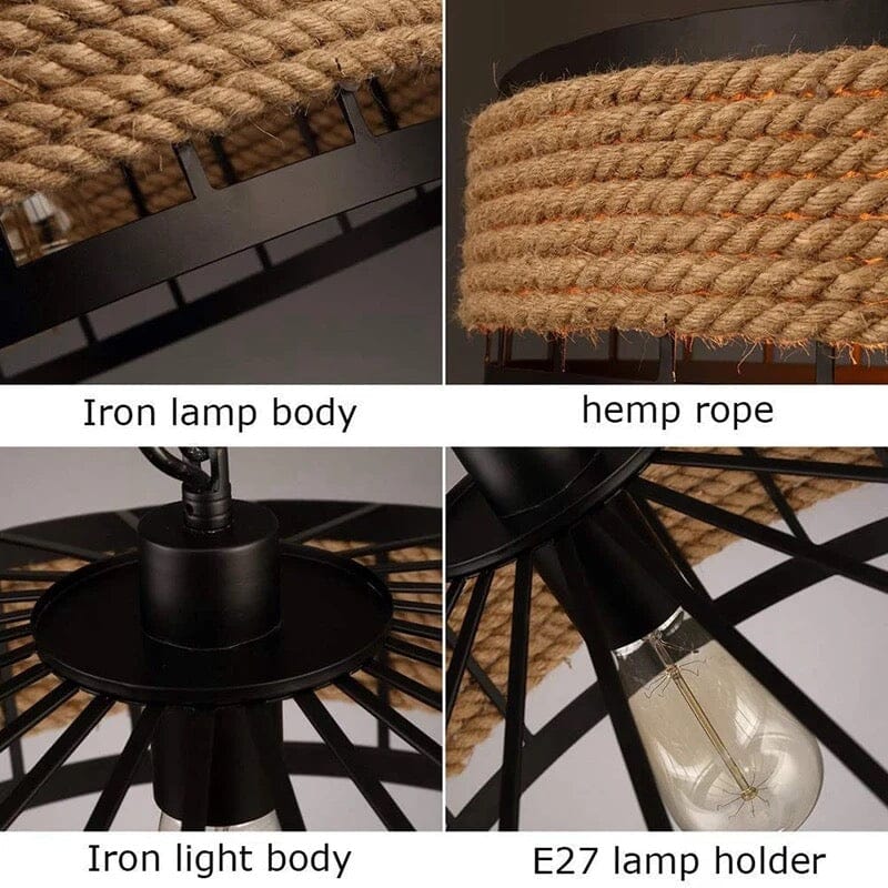 Ropehaven Lampa Wisząca z Metalowym Kloszem w Stylu Vintage z Efektem Postarzania