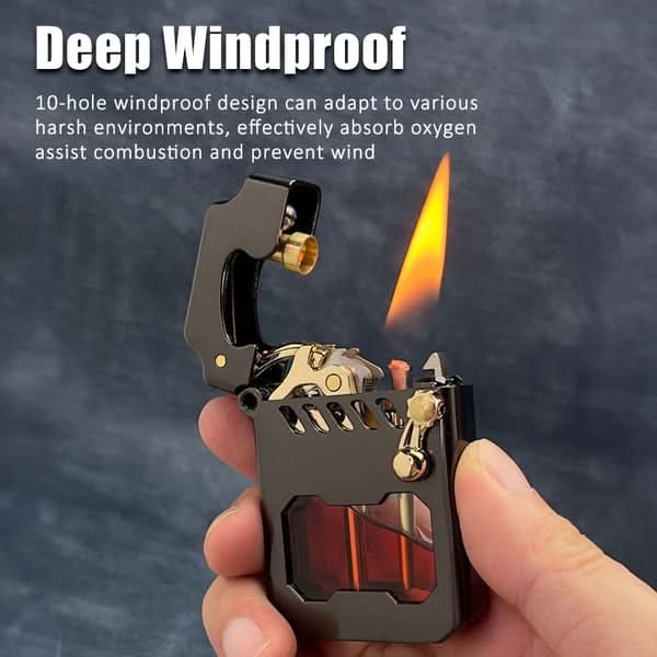 Trail Forge Lighter With Windproof Gear Mechanism For Adventurers