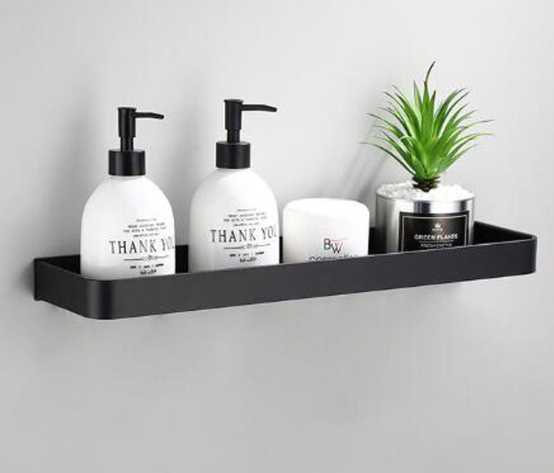 Kellan | Wall-Mounted Black Bathroom Rack in Space Aluminum | Orntli