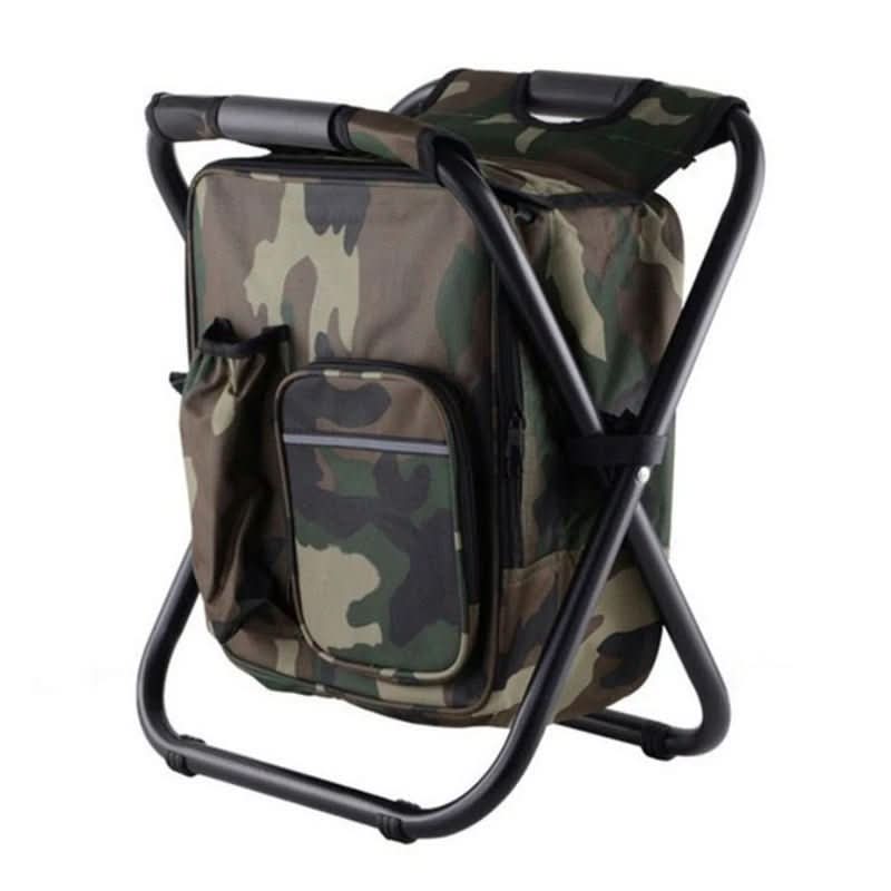 TrailChair 3-in-1 camouflage rugzak met opvouwbare stoel en koelbox voor buitengebruik