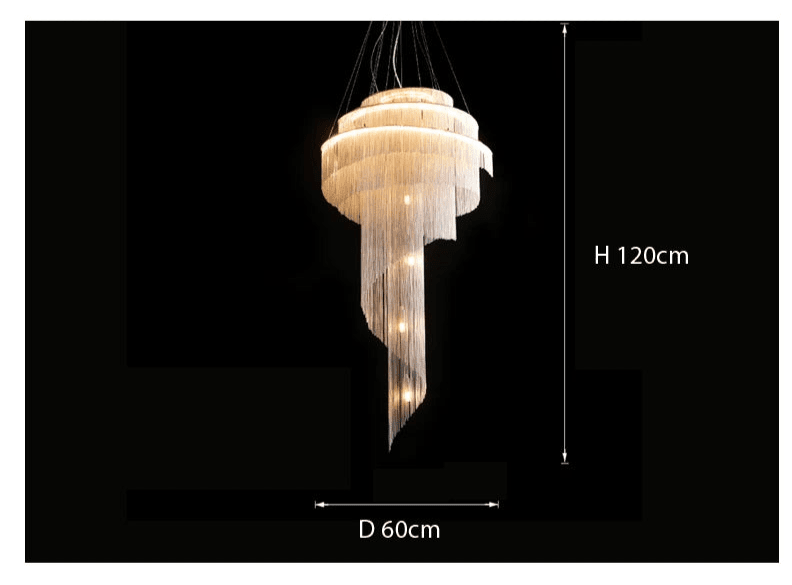 Candeeiro de Teto de Cristal AstraLuxe com Pendente Espiral e Borla