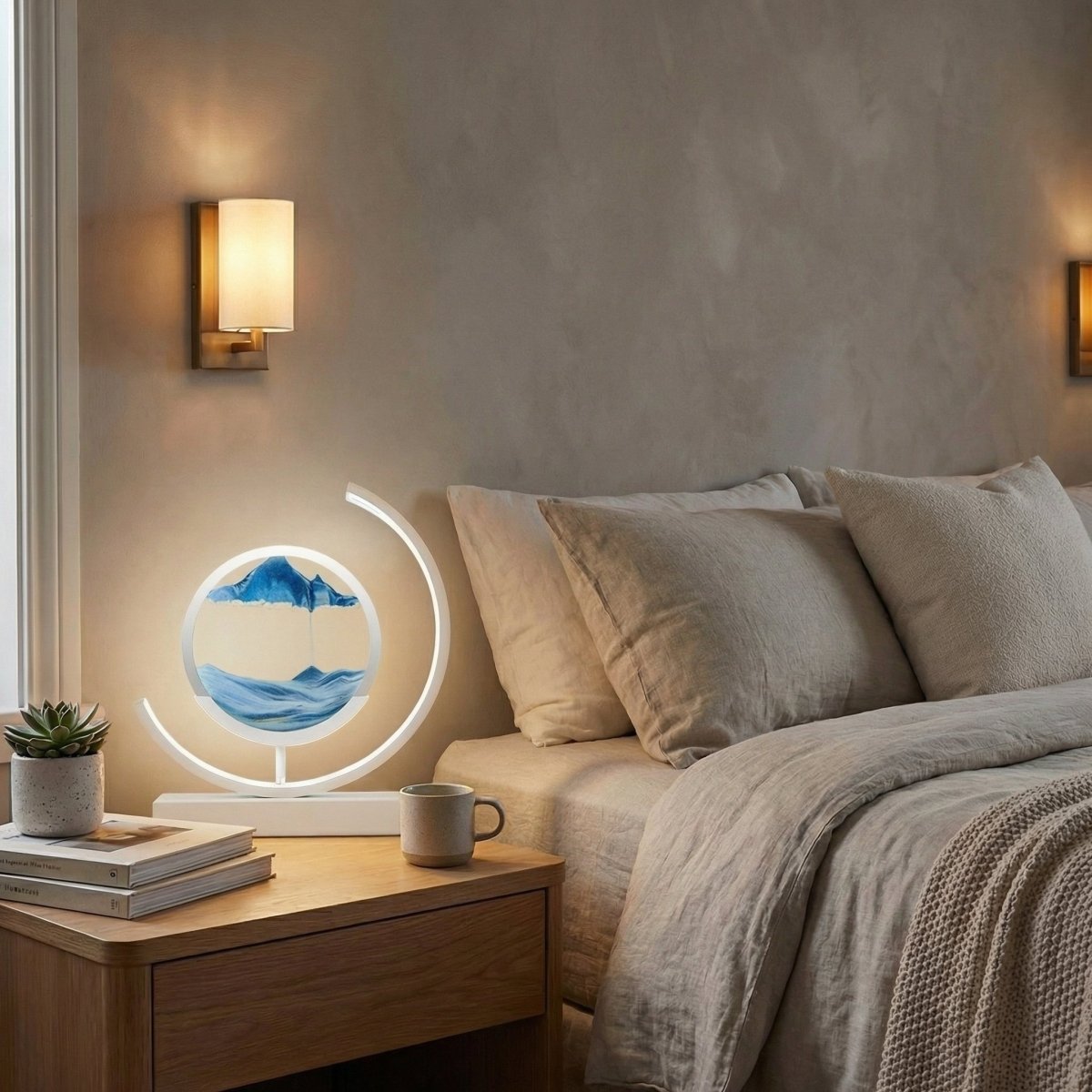 Colorful Flowing Sand Table Lamp With 3D Art Design, 12 Inches