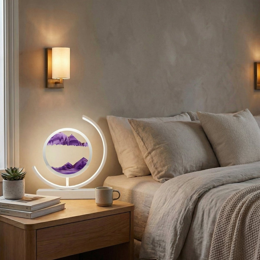Colorful Flowing Sand Table Lamp With 3D Art Design, 12 Inches