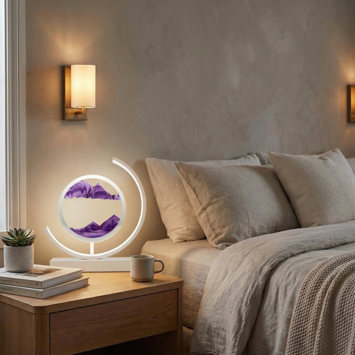 Colorful Flowing Sand Table Lamp With 3D Art Design, 12 Inches
