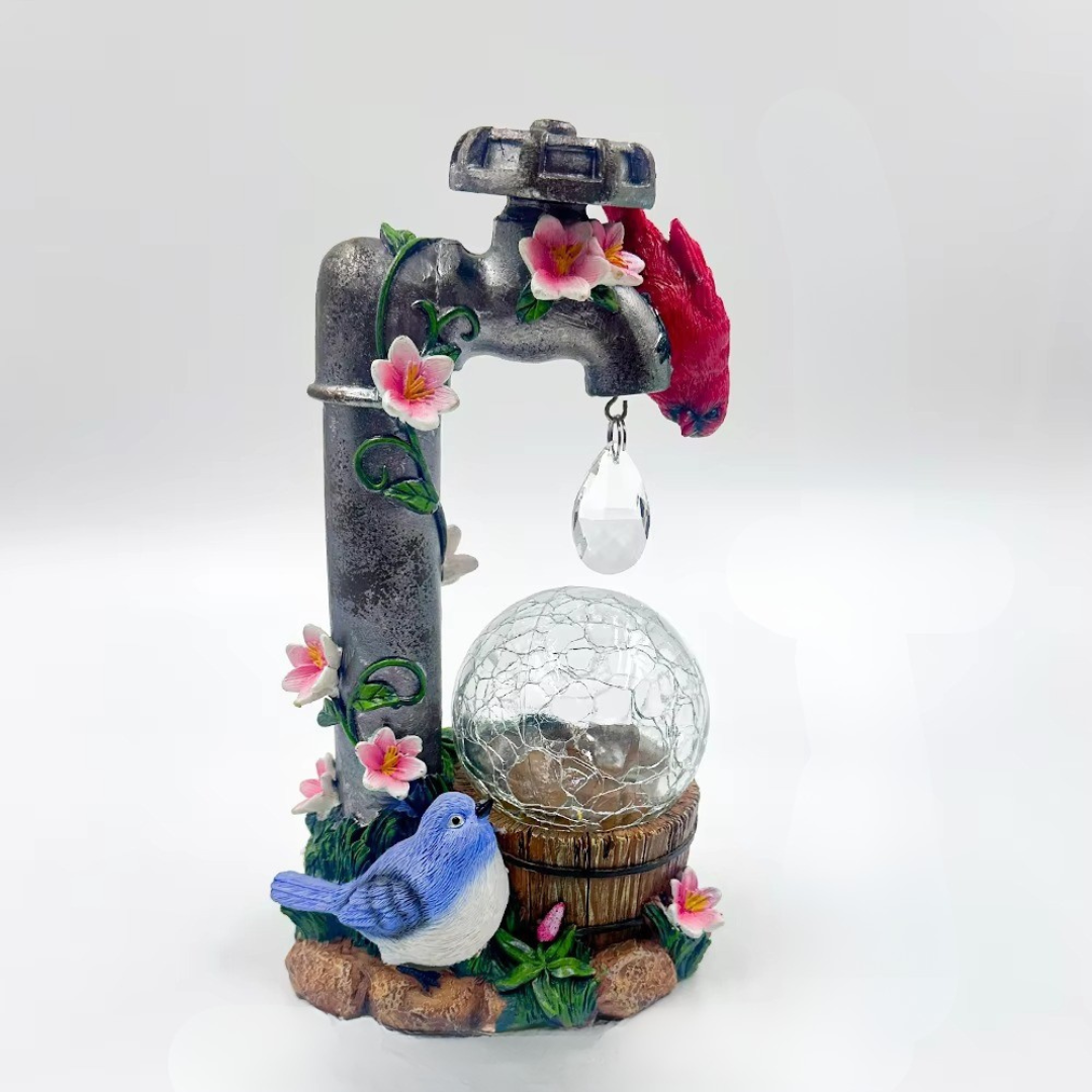 Solar-Powered Cardinal Garden Light Statue For Outdoor Decor