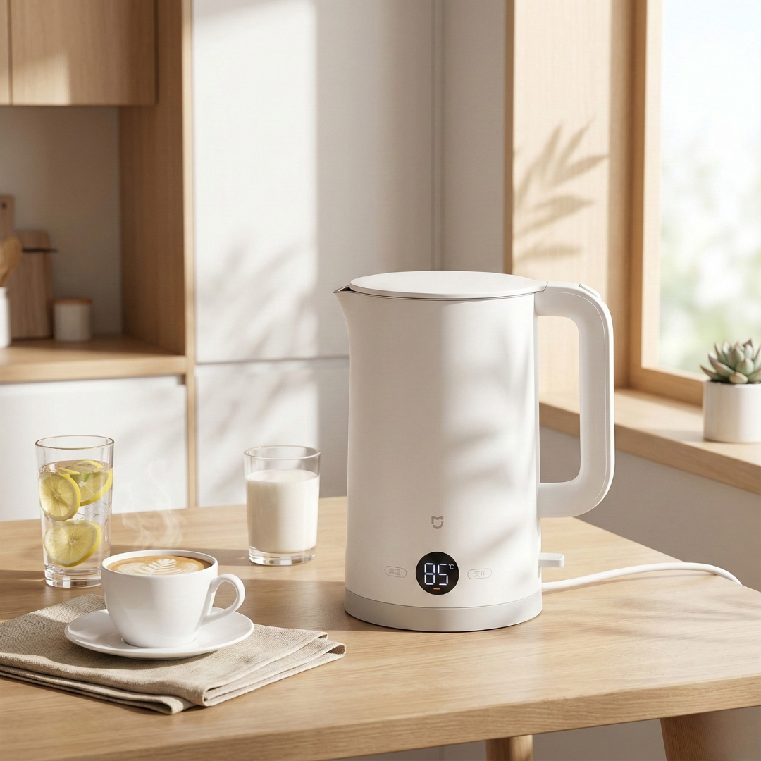 Robuster 1,7-L-Elektro-Wasserkocher im Edelstahl-Design