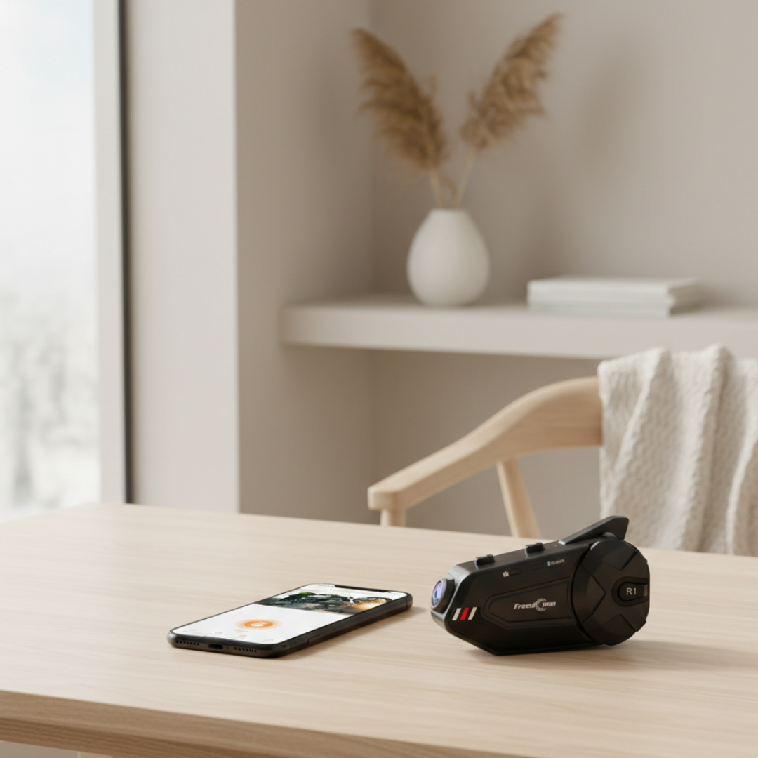 Interfono Bluetooth per Moto con Cuffie e Fotocamera 1080P