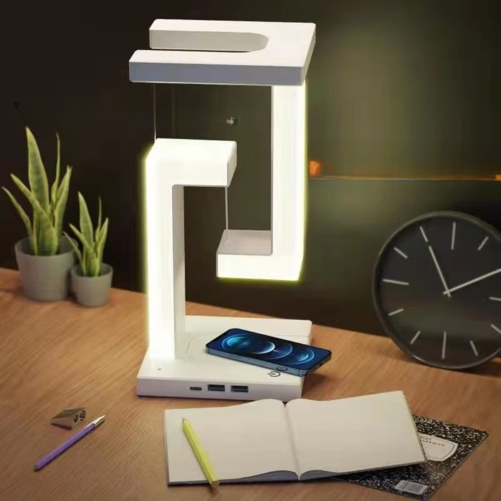 Levitating Desk Lamp With Wireless Charging For Modern Ambience
