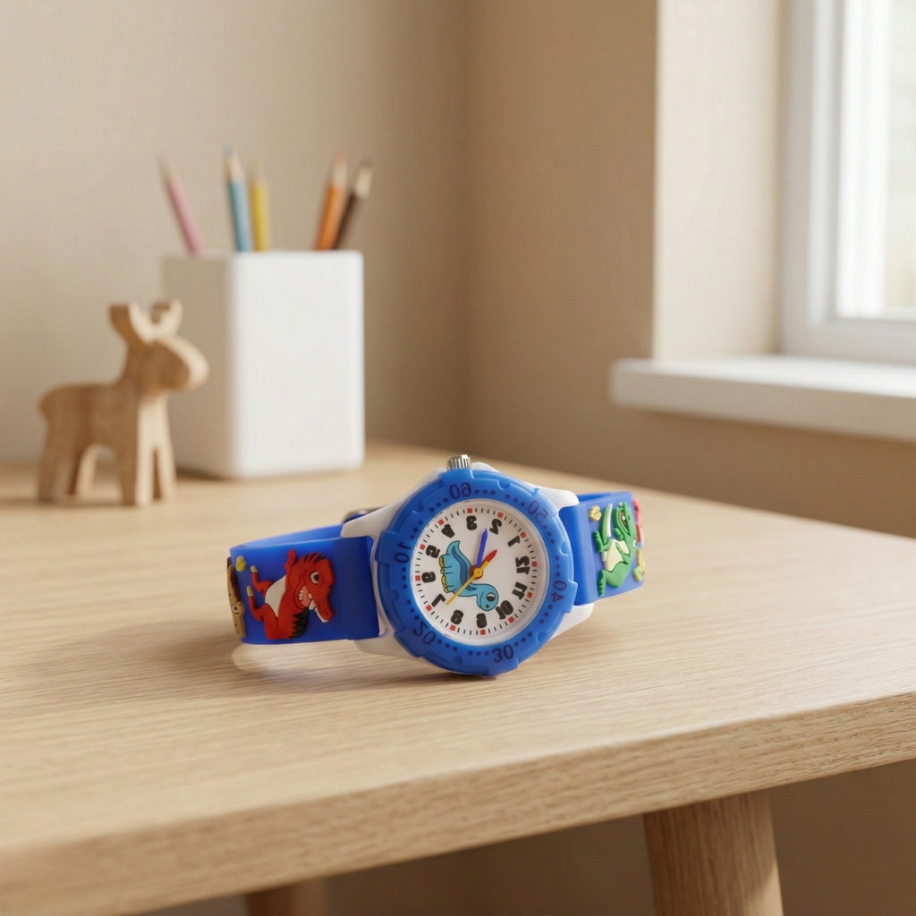 Dinosaur Themed Quartz Kids Wristwatch For Boys And Girls