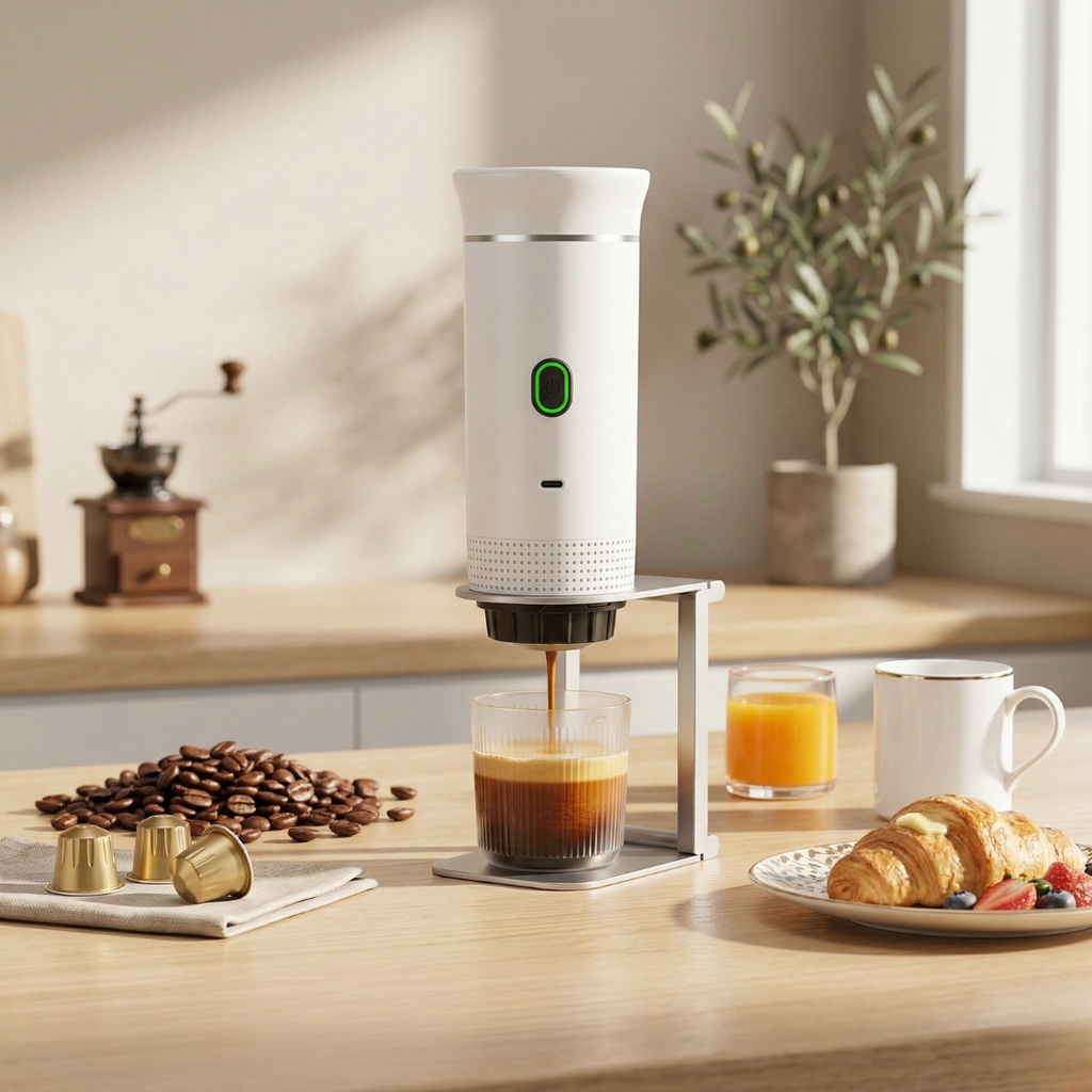 Kompaktní přenosný kávovar na espresso se třemi funkcemi pro domácí použití i cestování