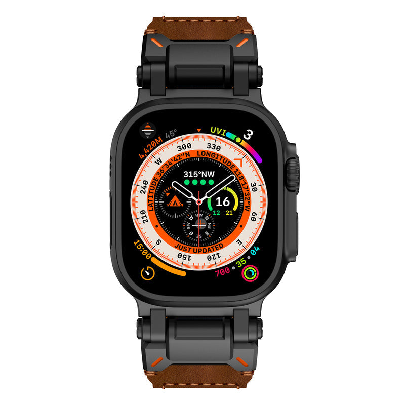 Skórzany pasek do Apple Watch z wytrzymałym wyglądem inspirowanym eksploratorem