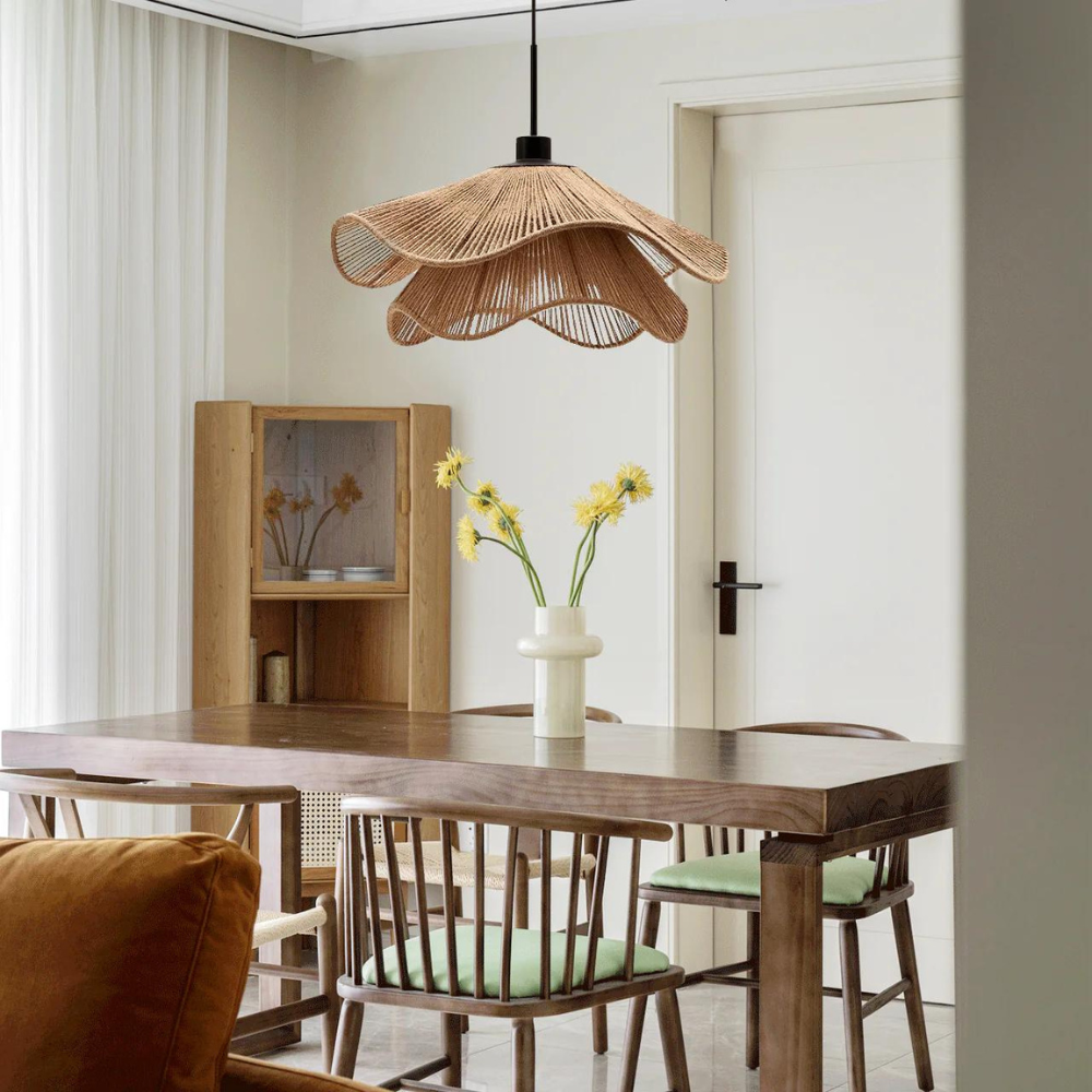 Tidecrest | Natural Finish Jute Pendant Lamp For Boho Rustic Interiors