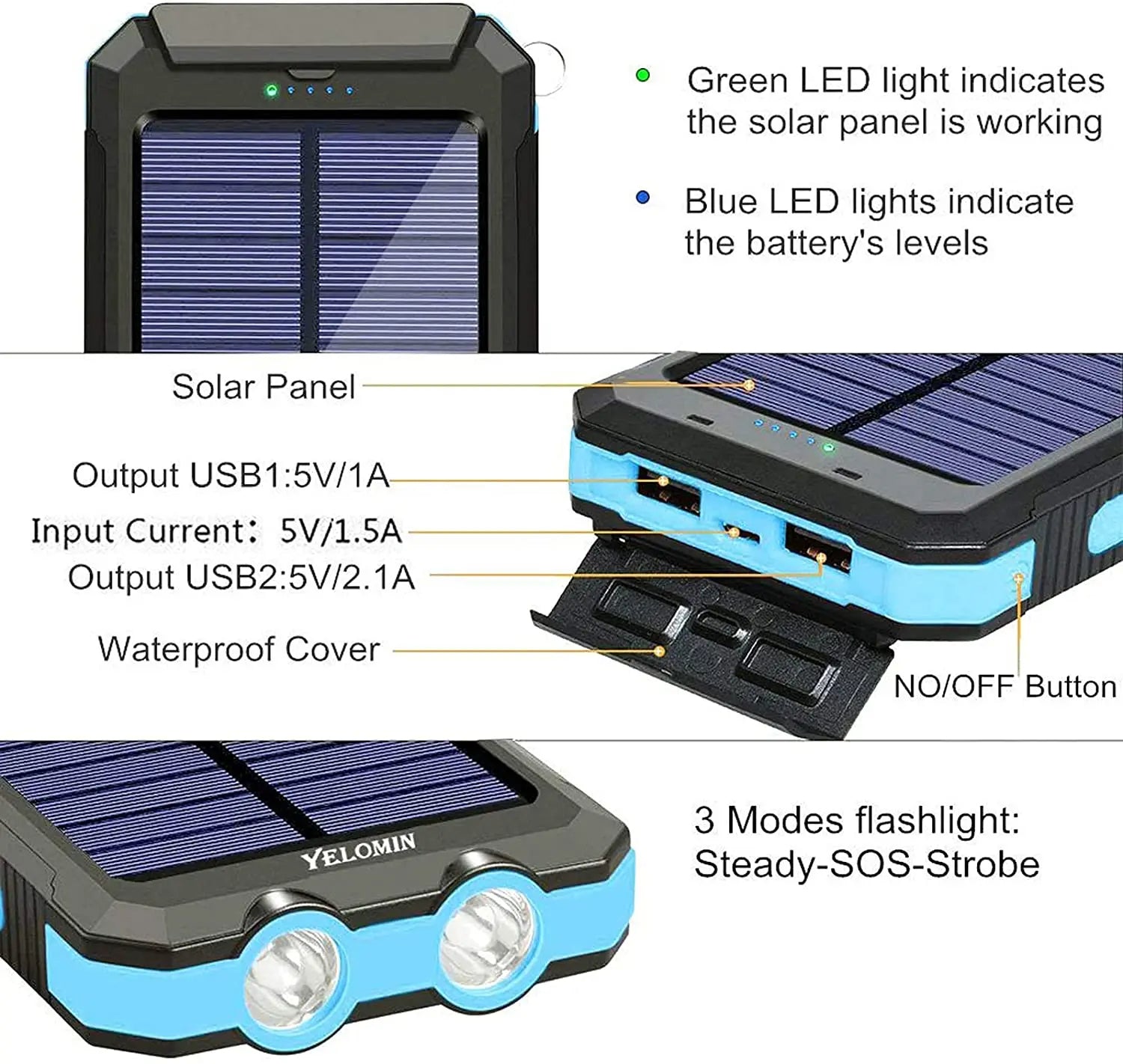 IP67 wasserdichte Solar-Powerbank 500000mAh tragbar