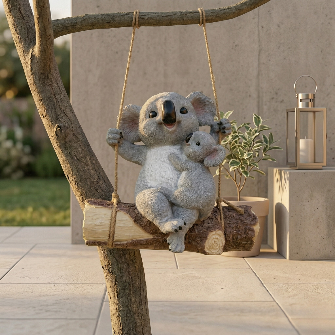 Whimsical Koala Figurine For Outdoor Garden Decor Accent