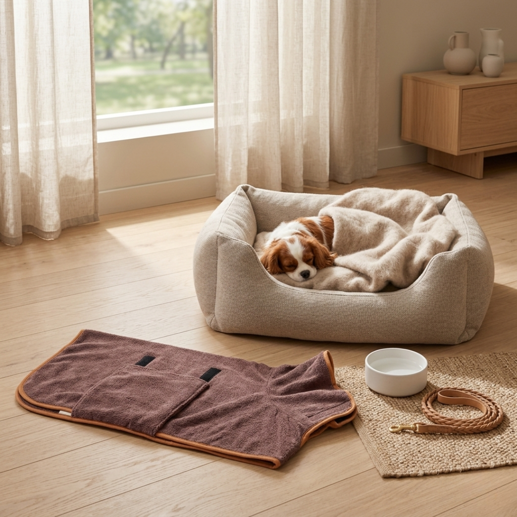 Albornoz toalla de microfibra Cozy Paws para perros de secado rápido