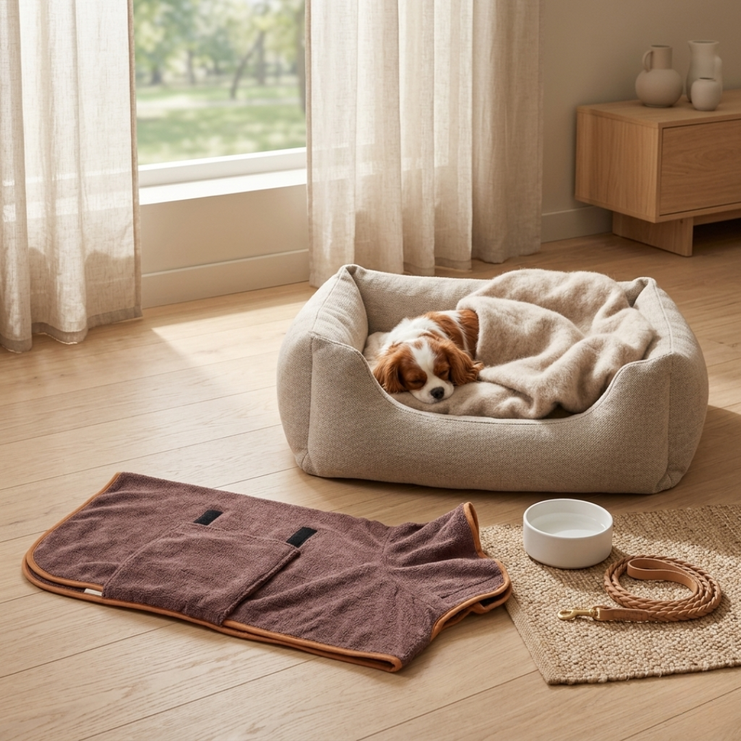 Albornoz toalla de microfibra Cozy Paws para perros de secado rápido