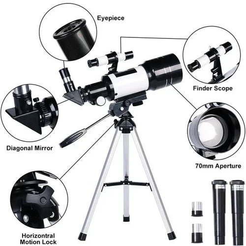 Entdecken Sie mühelos die Sterne – Professionelles Teleskop mit Stativ und 150-fachem Zoom zur Mondbeobachtung