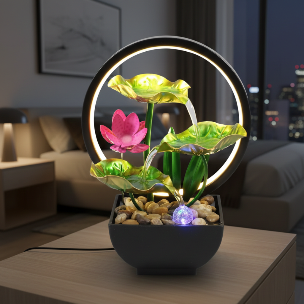 USB Powered LED Tabletop Fountain For Home Decor Ambient Light