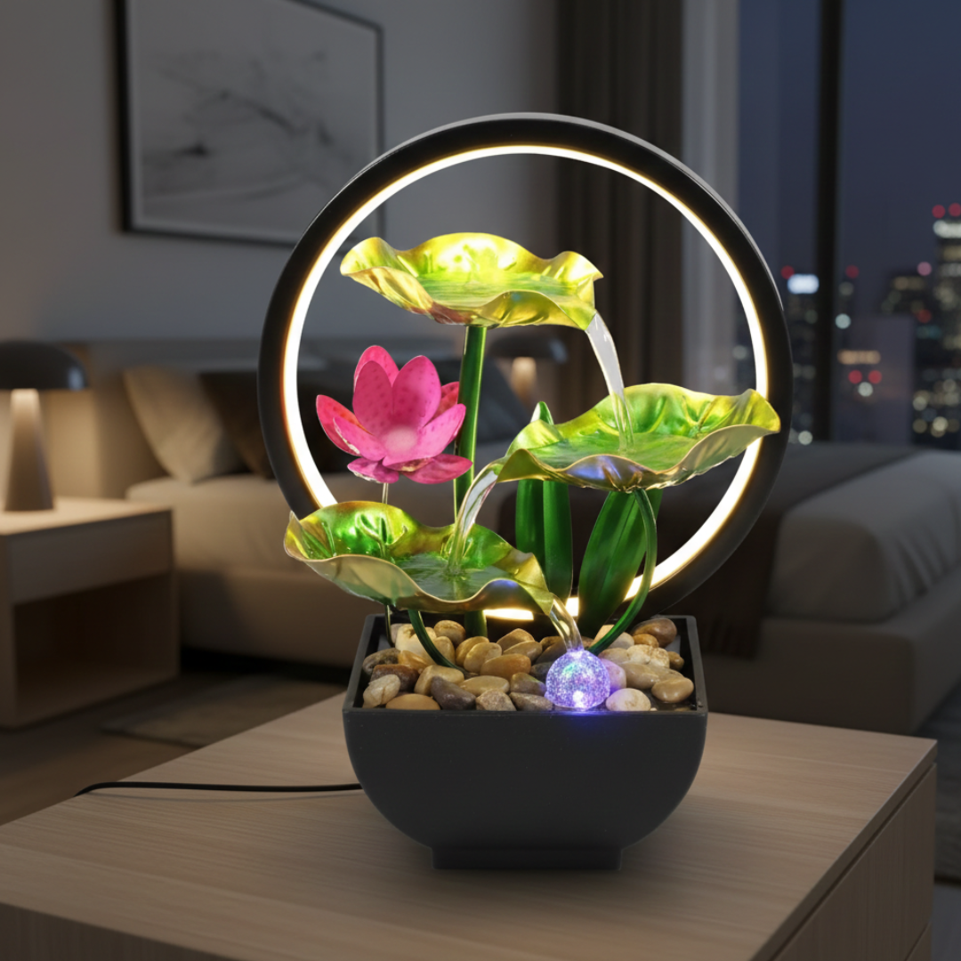 USB Powered LED Tabletop Fountain For Home Decor Ambient Light