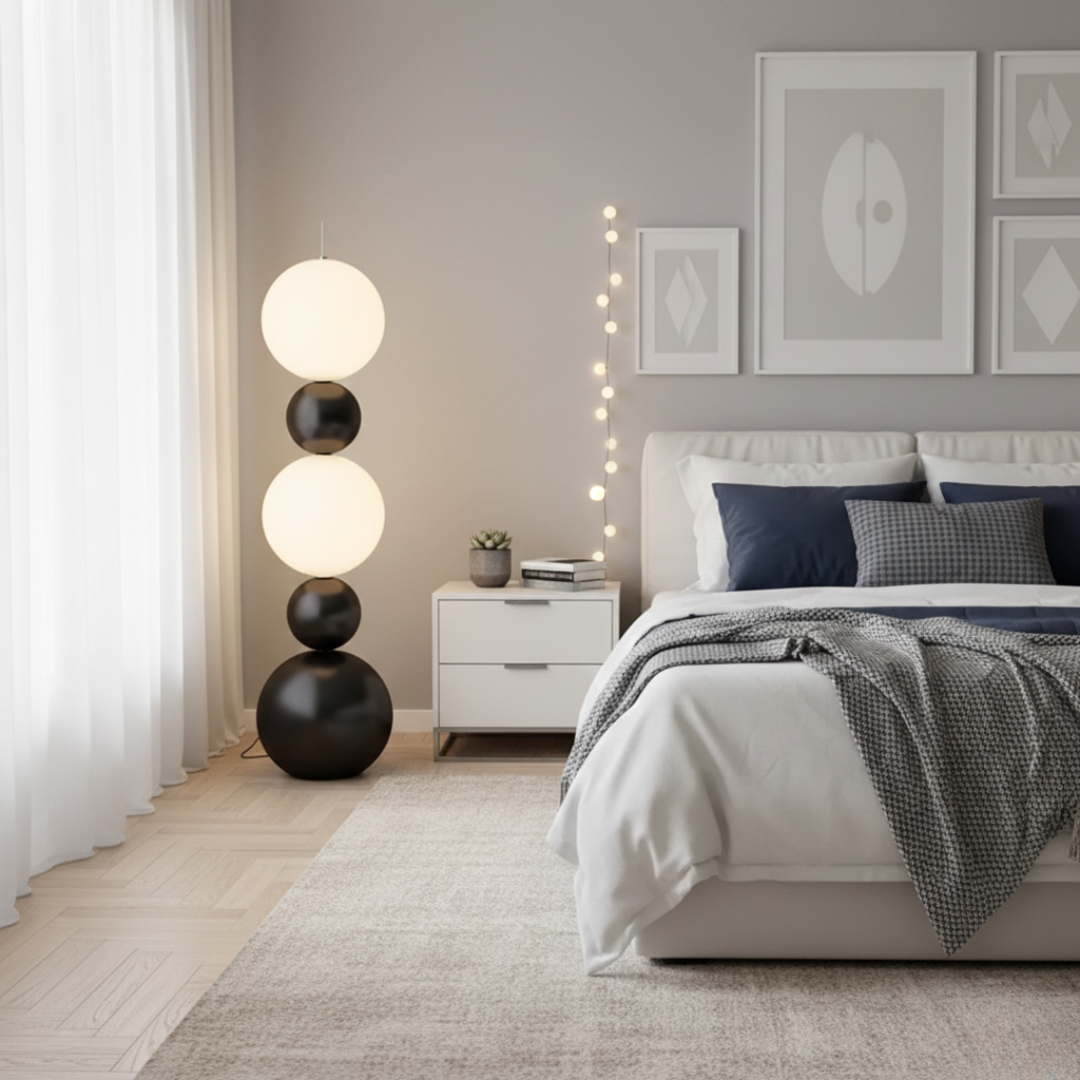Glass Orb Floor Lamp For Modern Living Rooms And Ambient Lighting