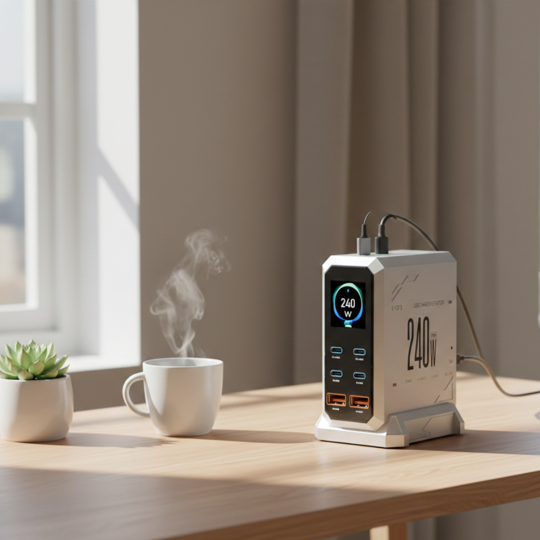 Ambient Light GaN Charger For Multiple Devices And Tablets