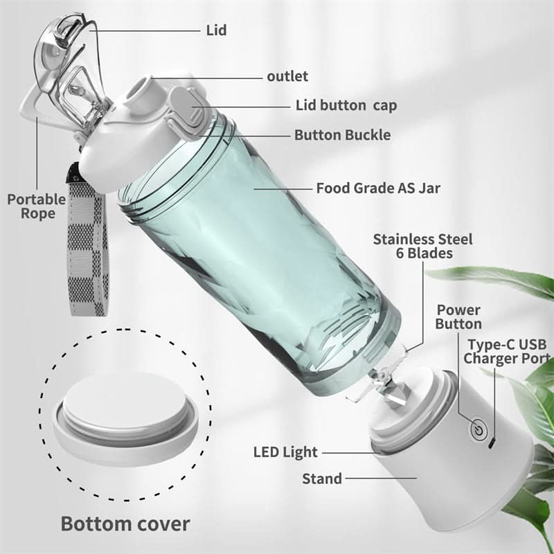 PulseMix Pro bærbar smoothieblender på farten med 4000 mAh batteri 600 ml
