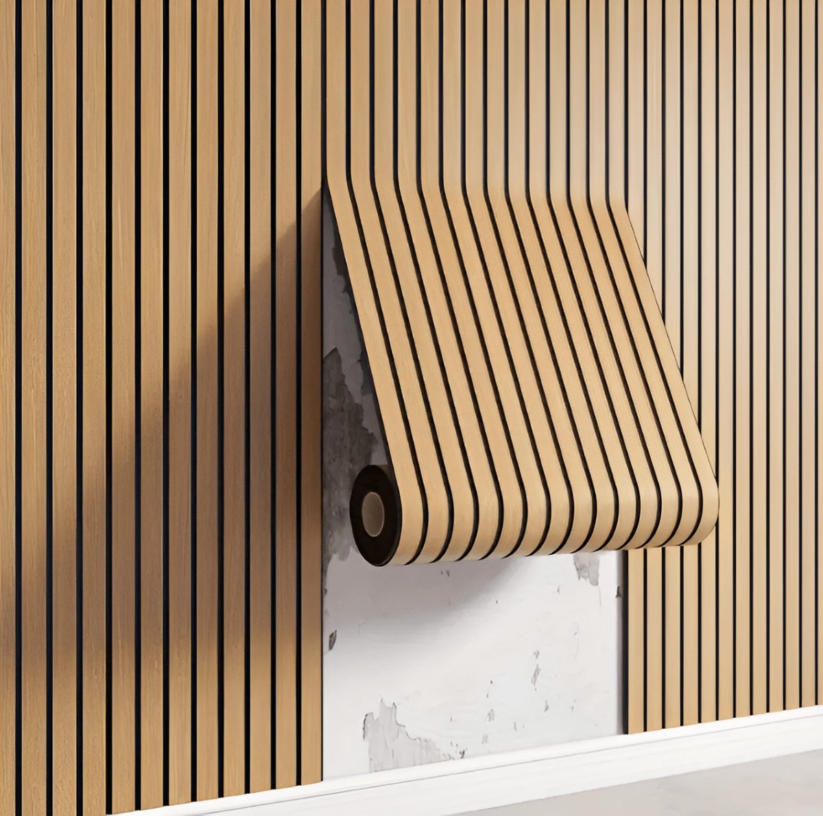 Panneaux muraux autocollants 3D Akupanel à texture bois