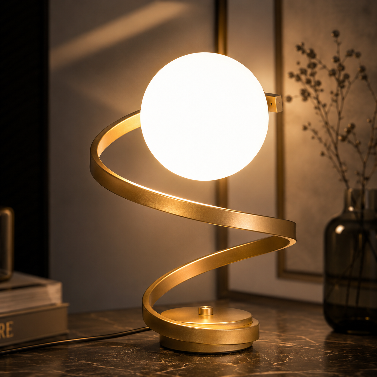 Compact 12-Inch Glass LED Bedside Lamp For Nightstands