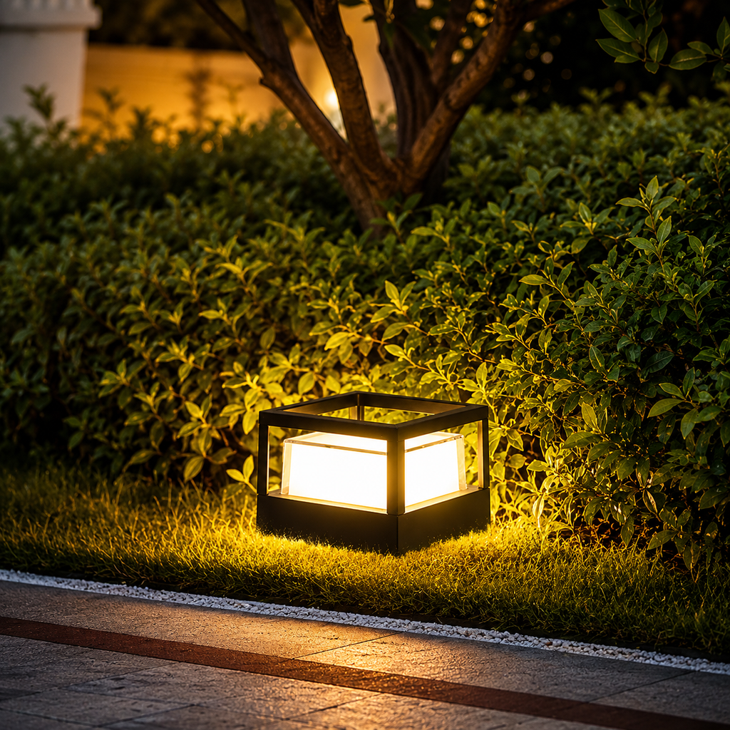 ضوء عمود خارجي للحديقة والممر مع مصباح LED مدمج