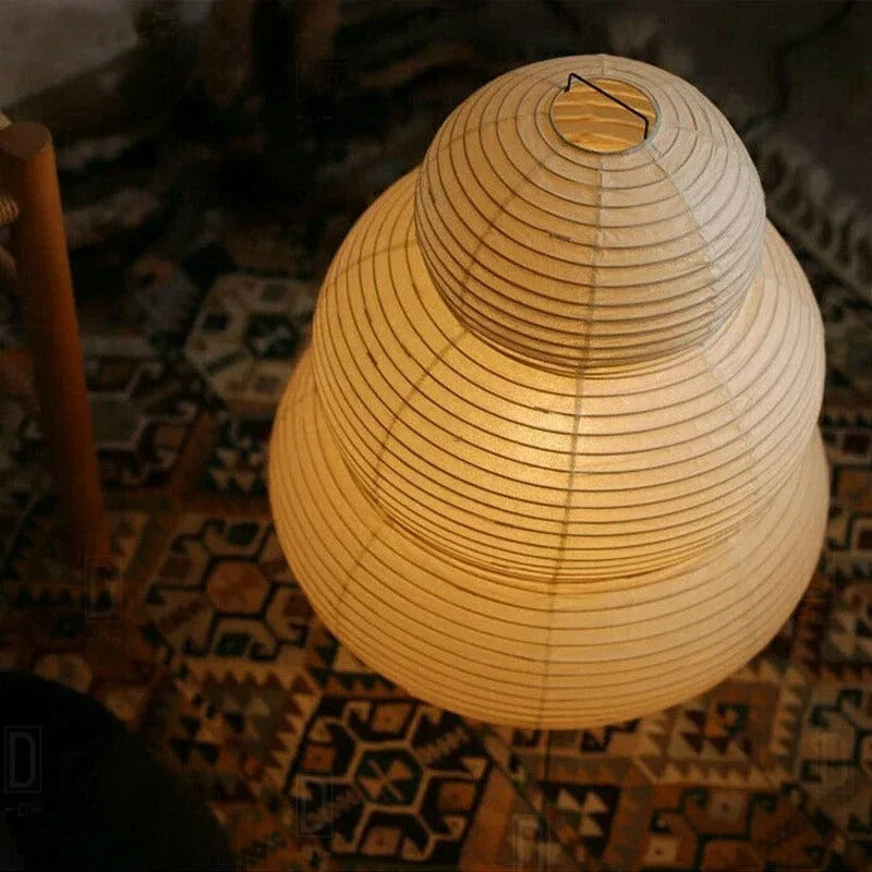 Lampă de podea KumoLumi cu hârtie de orez Washi albă și lumină difuză