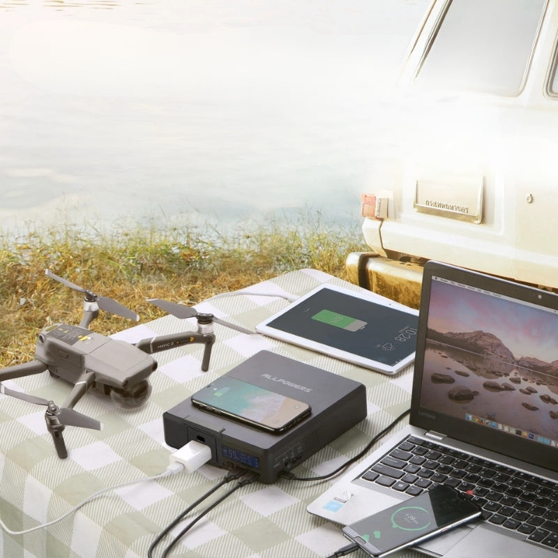 Digital Display Power Station 41,600 Milliamp Hours With AC Outlets And Wireless Charging