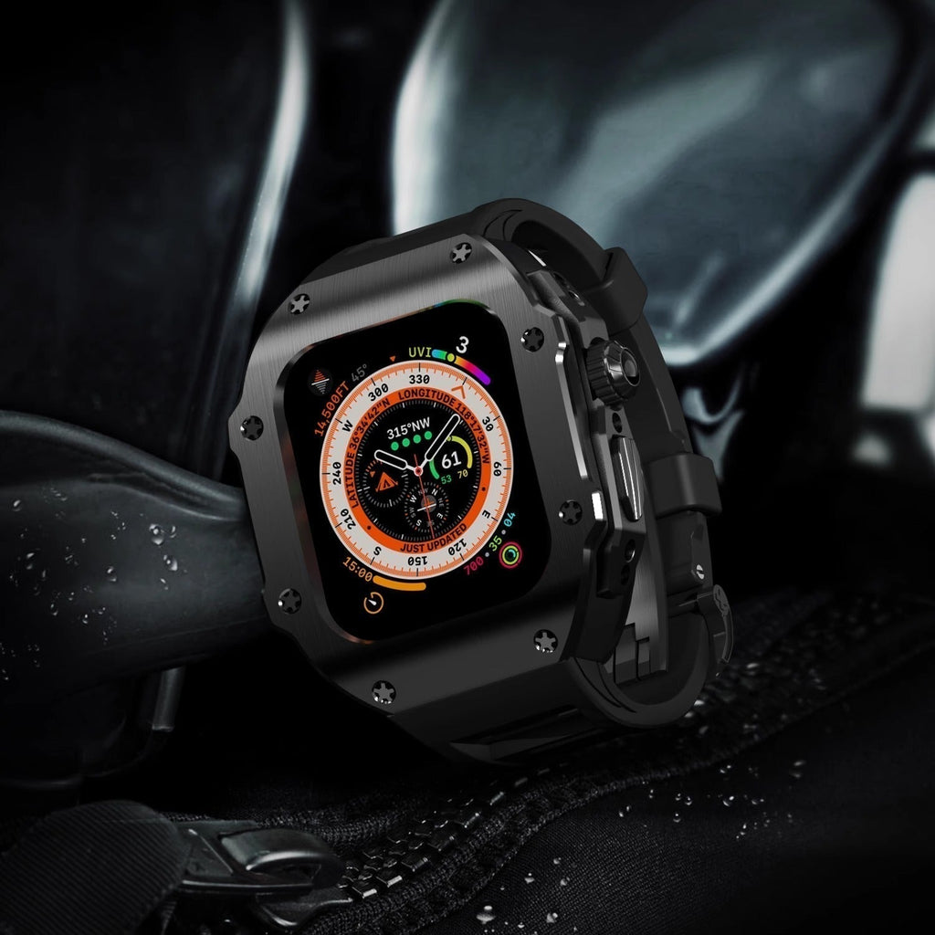 RM Vanguard-serien - Fluororubberrem Rustfrit stål urkasse til Apple Watch Ultra