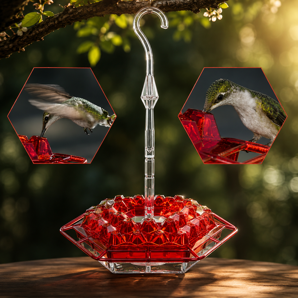 Kolibri-Futterspender mit ameisensicherer Barriere und auslaufsicherem Design