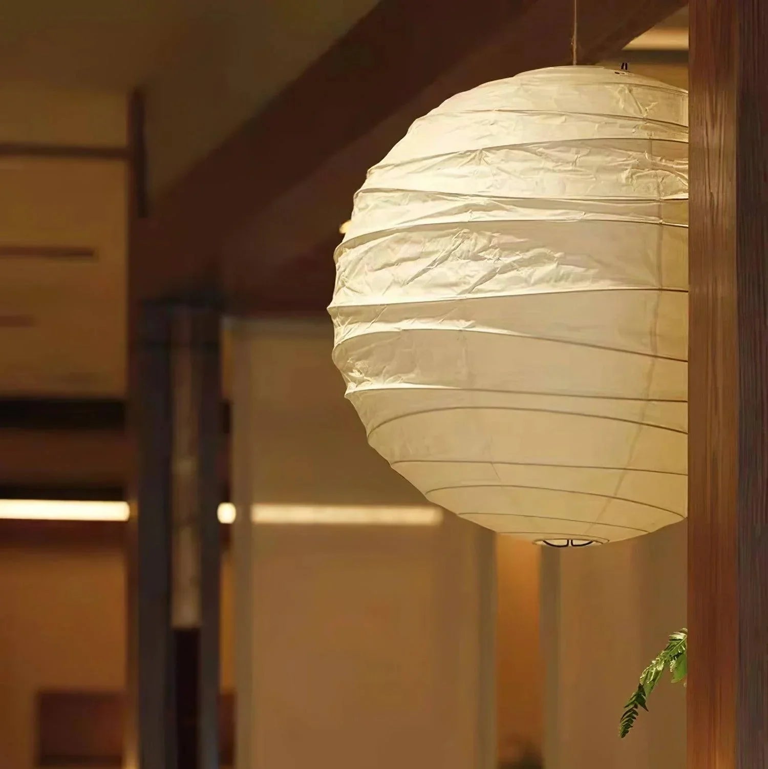 Lampada a sospensione in carta di riso con paralume sferico per montaggio a soffitto interno