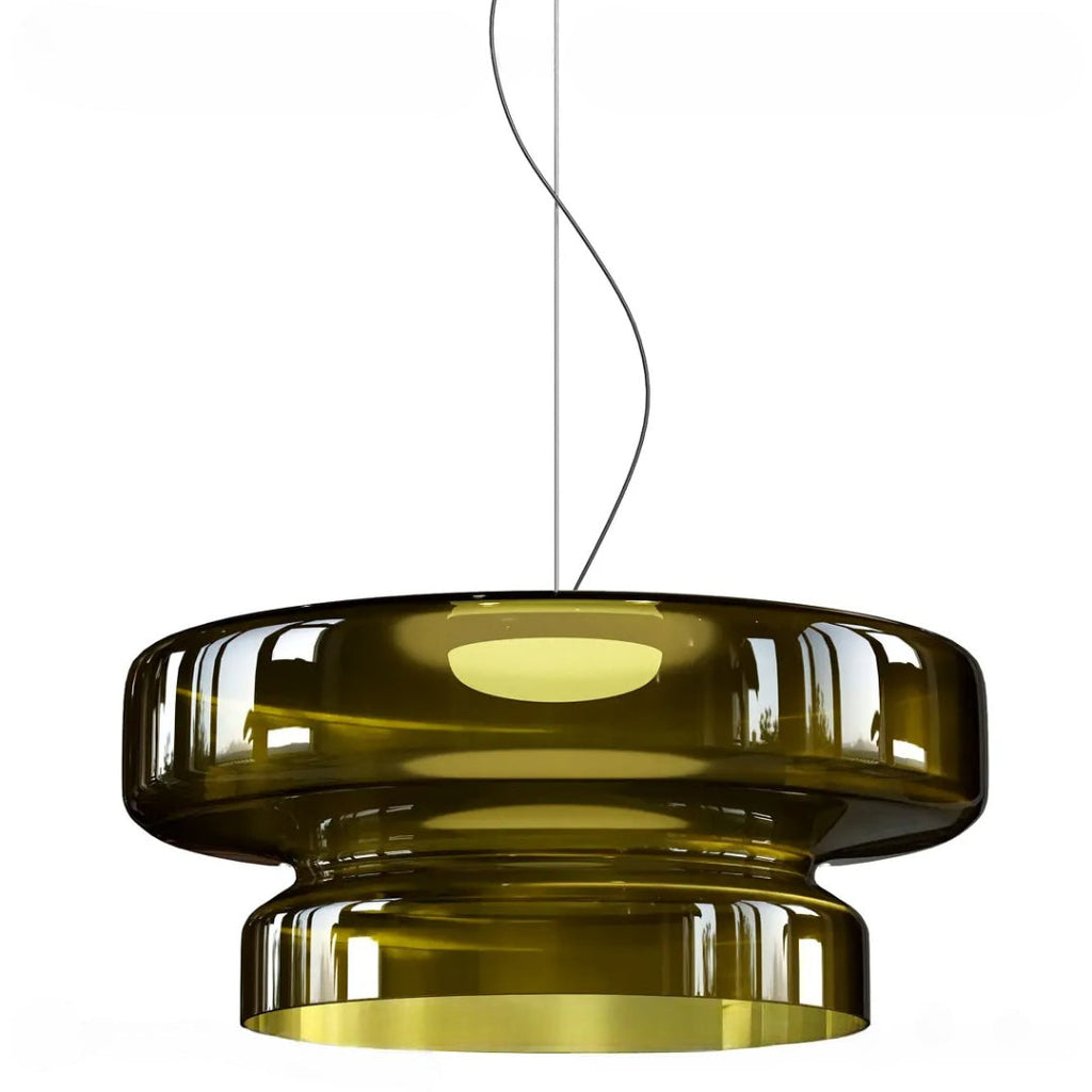 Závěsná lampa z barevného skla ve stylu Bauhaus