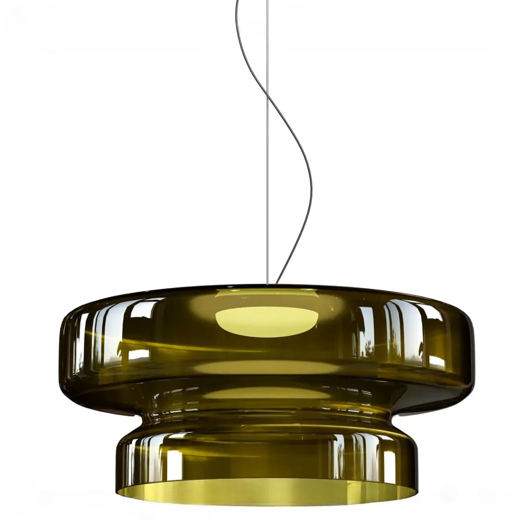 Závěsná lampa z barevného skla ve stylu Bauhaus