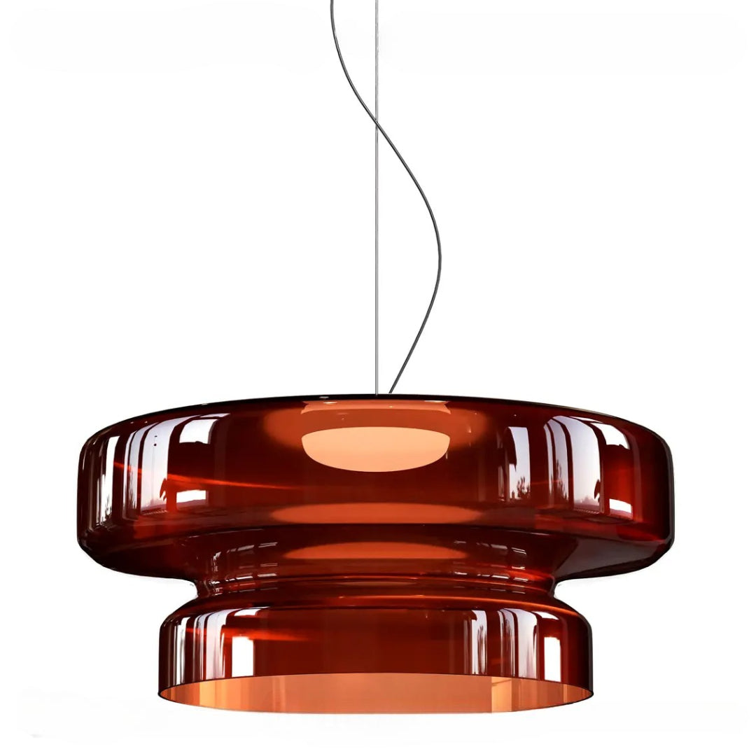 Závěsná lampa z barevného skla ve stylu Bauhaus