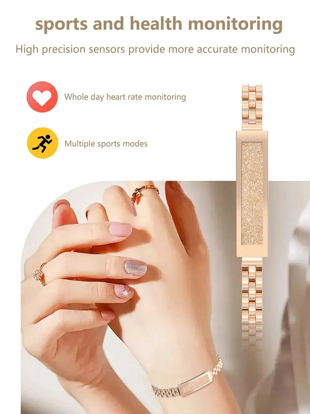 NovaChain Kvinders Fitnessarmbånd Bluetooth Tracker med Puls og Blodilt