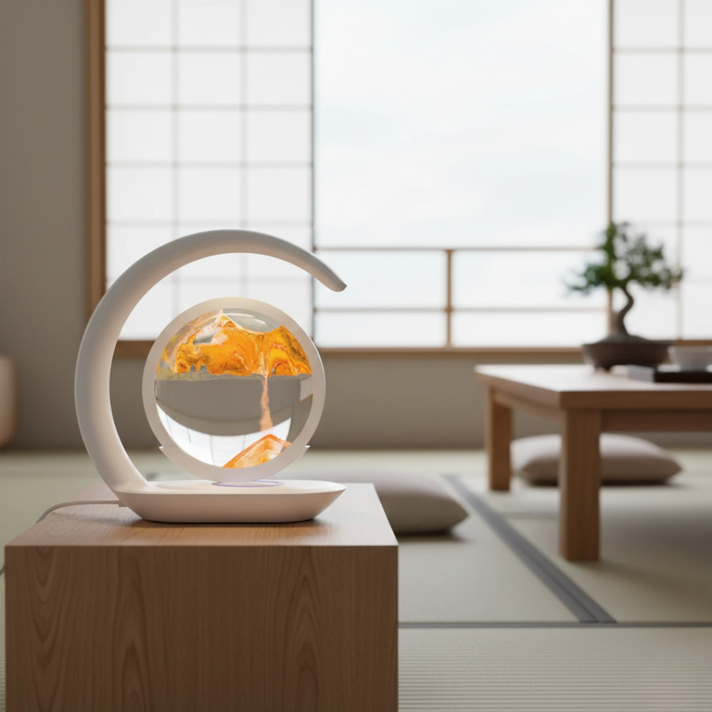 Sanduhr-LED-Tischlampe mit kabellosem Laden