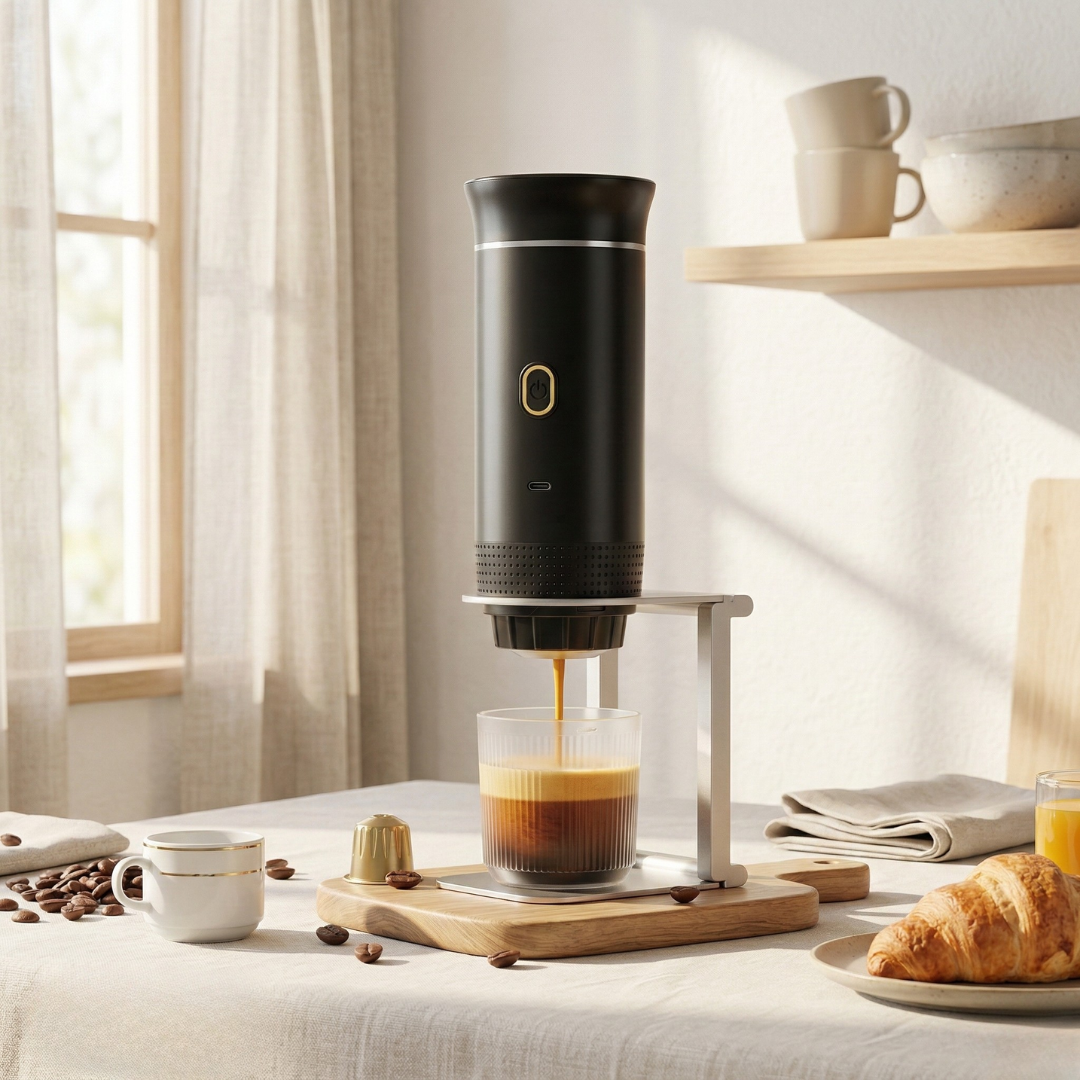 Kompaktní přenosný kávovar na espresso se třemi funkcemi pro domácí použití i cestování