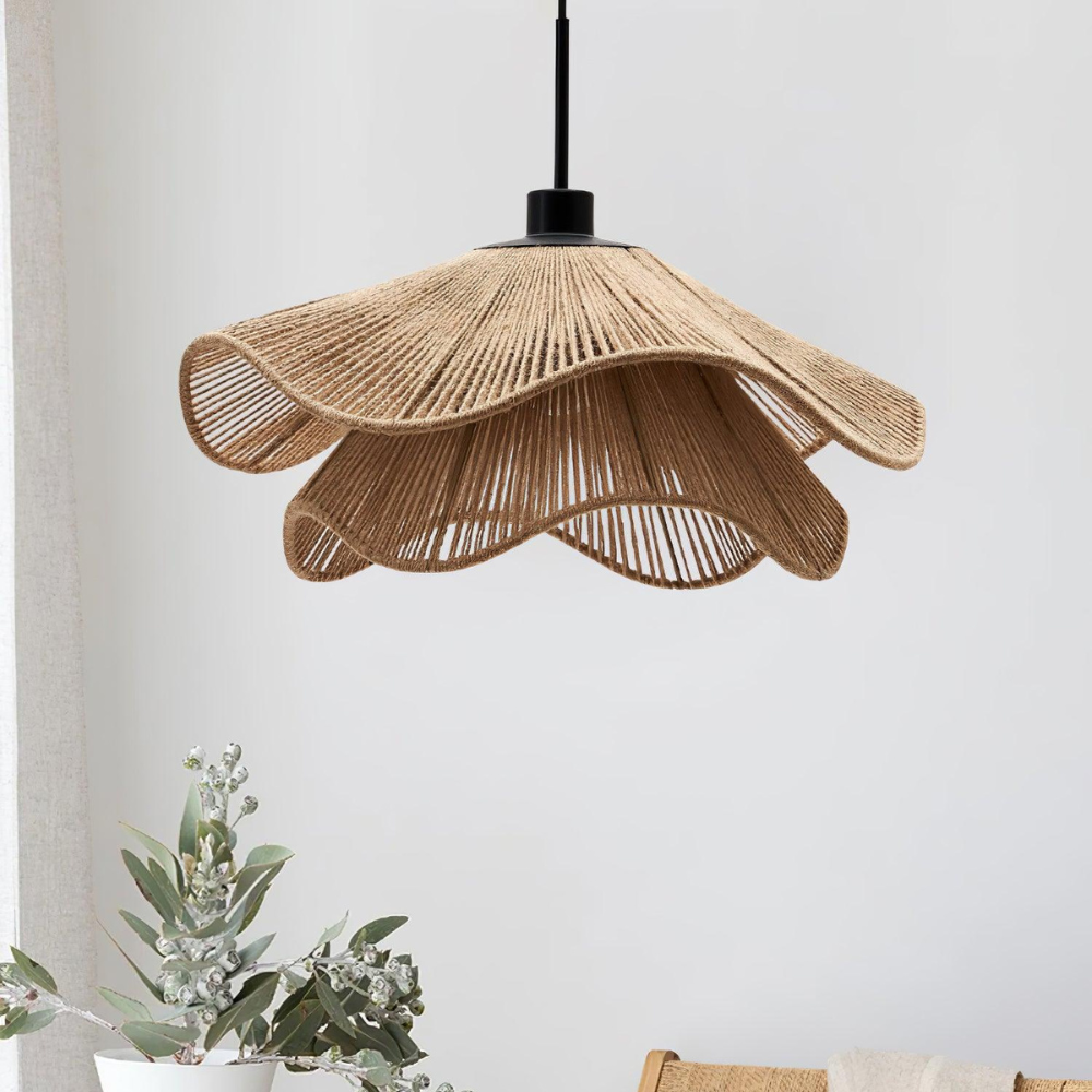 Tidecrest | Natural Finish Jute Pendant Lamp For Boho Rustic Interiors